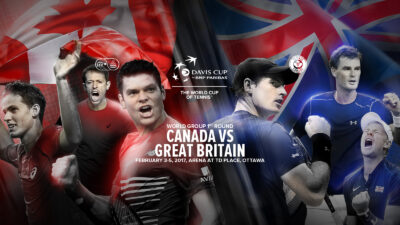 DAvis Cup Banner showing Canada's Flag and Great Britain 's Flag