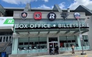 TD Place box office with teams' logos