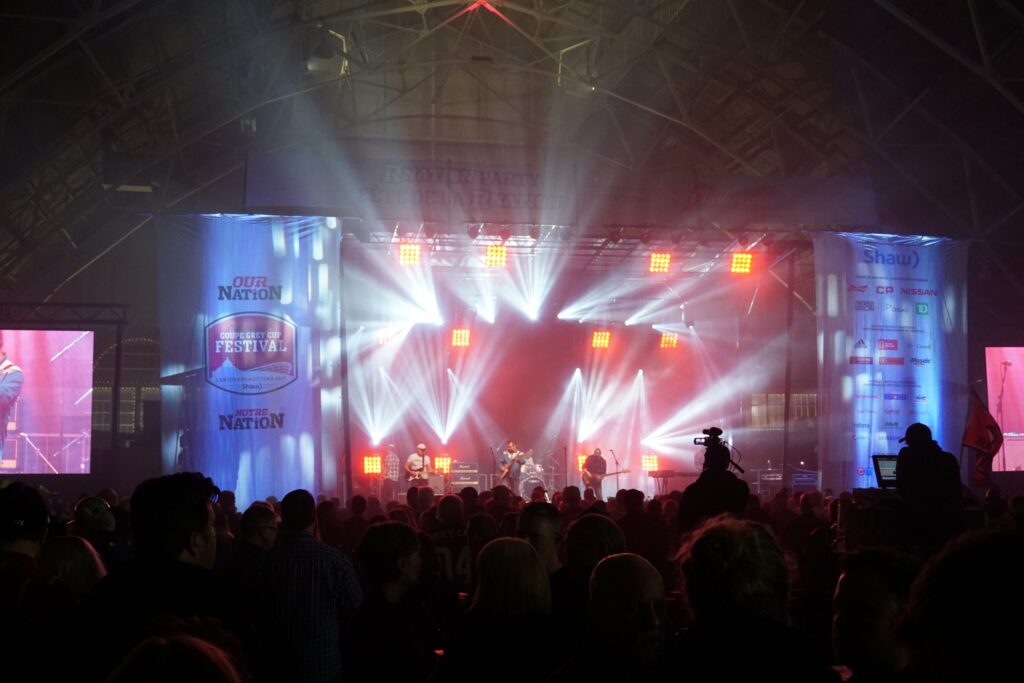 Image of a band performing on stage at Grey Cup Festival in Ottawa