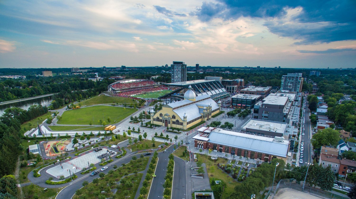 Aerial shot of Aberdeen Pavilion from Queen Elizabeth Drive