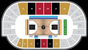 Graphic image of the seating chart sectioned by color for the Ottawa Blackjacks