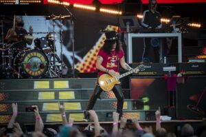 Image of Slash from GNR playing on stage at TD Place