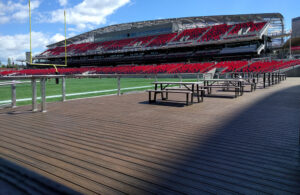 Image of the Log Cabin in the west end of the stadium at TD Place