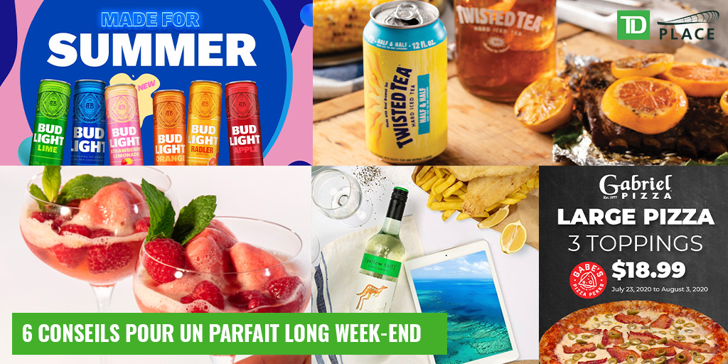 Promotional graphic for Bud Light, Twisted Tea and Gabe's Pizza