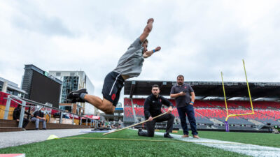 67's Player Jumping on TD Place field