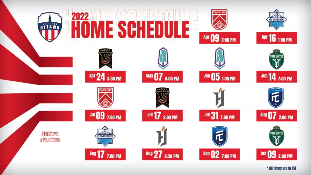 Graphic of Atletico Ottawa's Schedule