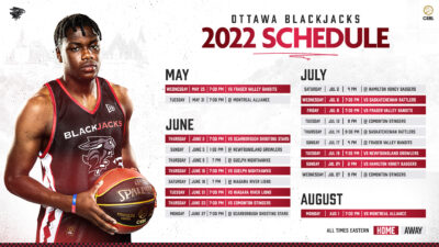 Graphic with Ottawa BlackJacks schedule