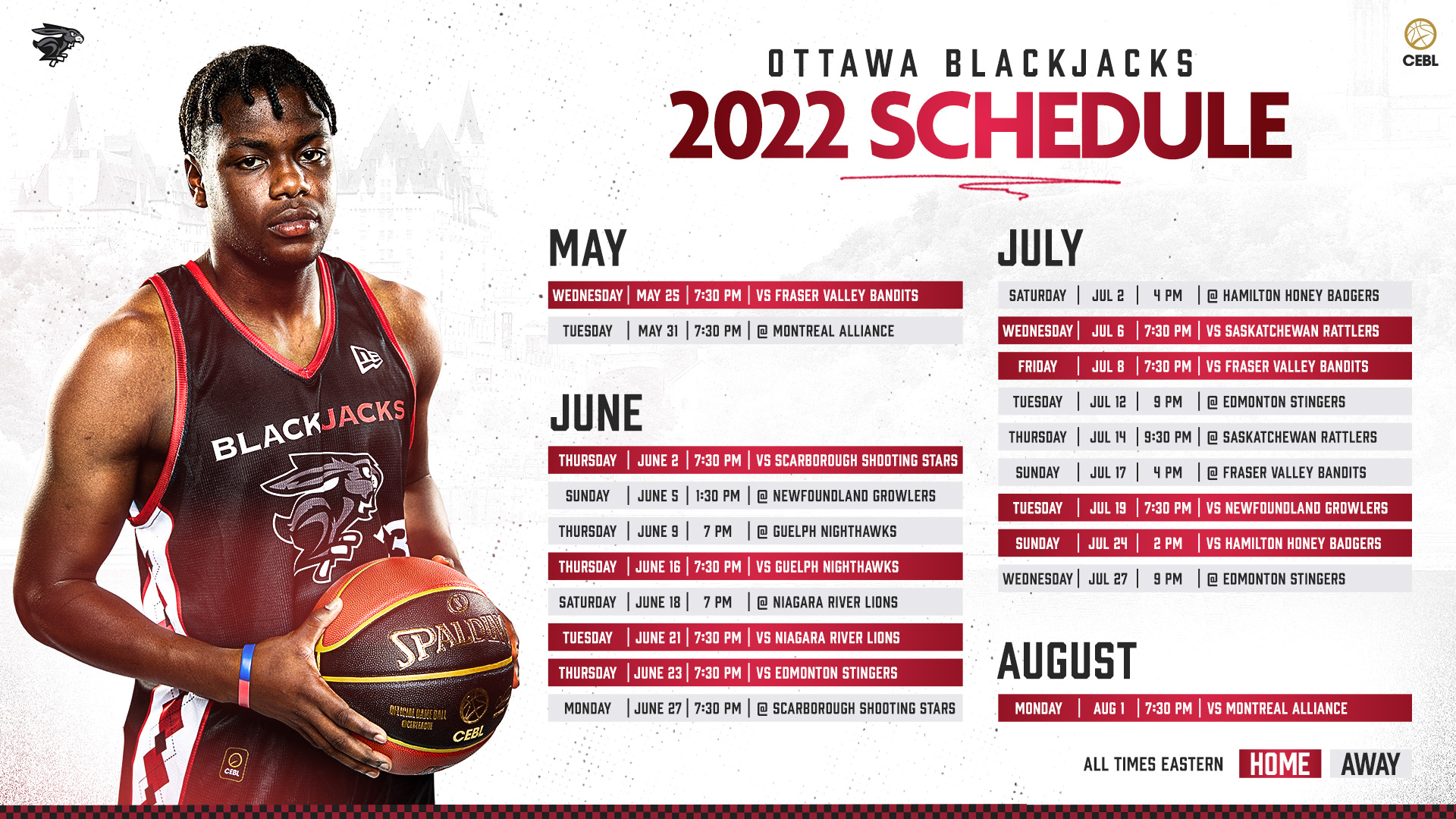 Ottawa BlackJacks Announce 2022 CEBL Season Schedule TD Place