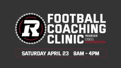 Graphic that says 2022 REDBLACKS Coaching Clinic