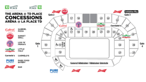 Arena Concessions Map at TD Place