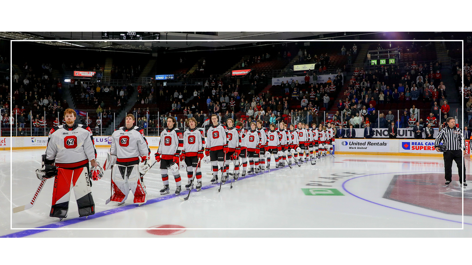 Ottawa 67's players at The Arena at TD Place