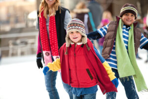 Family skating outdoor