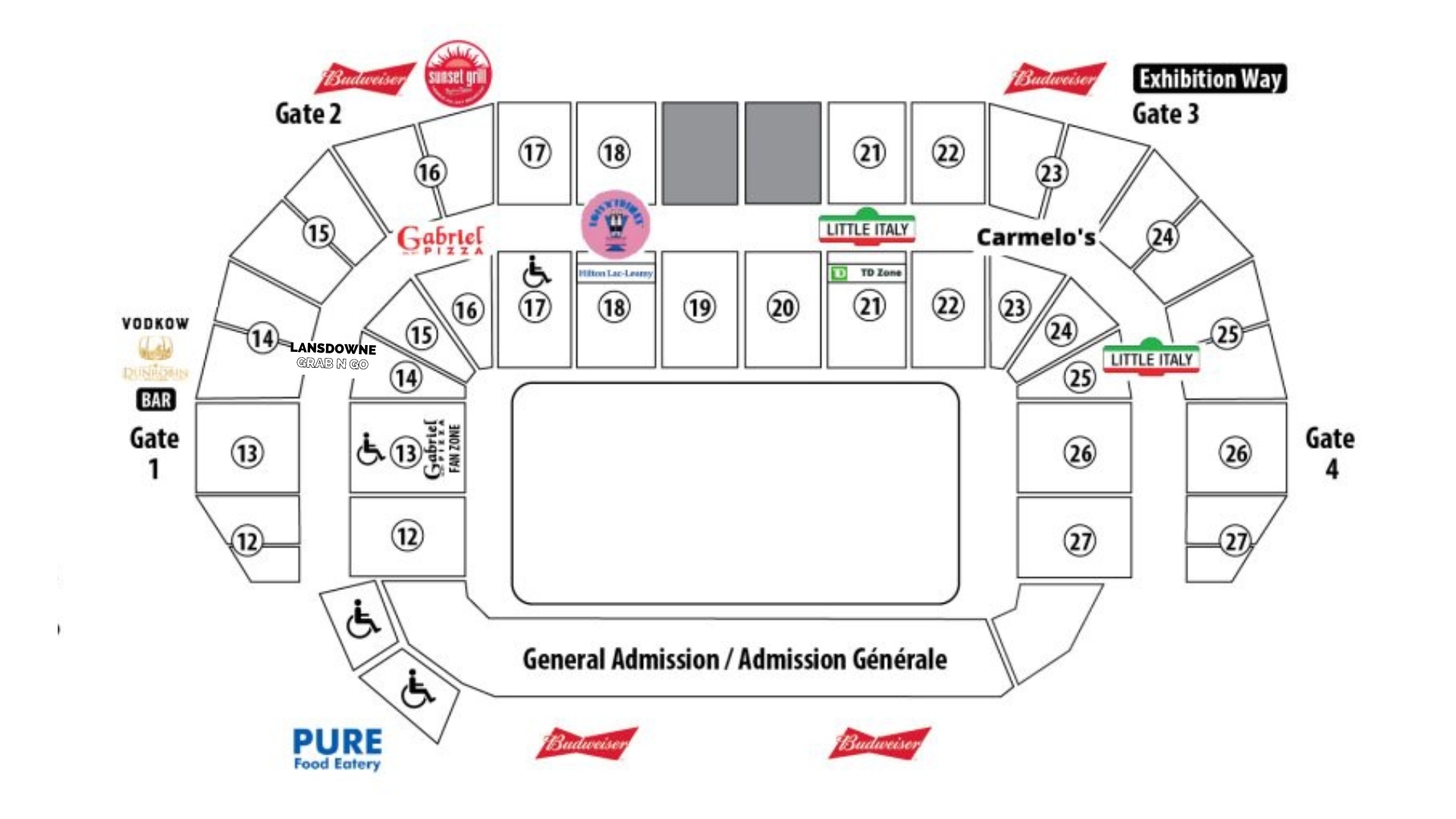 Map with the Concessions at The Arena