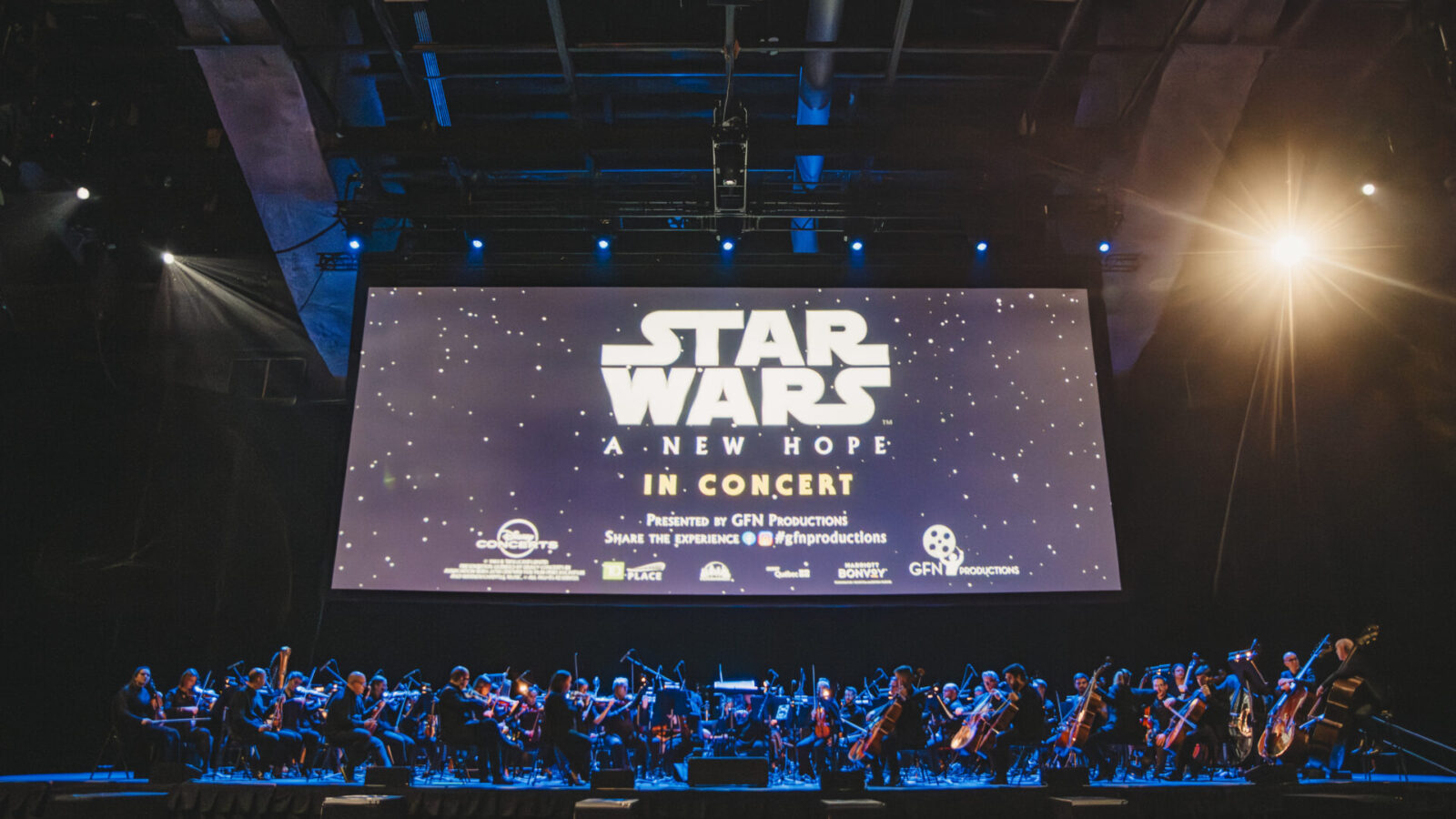Stage showing StarWars concert and big screen at TD Place